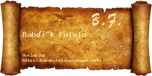 Babák Fulvia névjegykártya